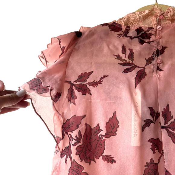NWT Cleobella Claire Chiffon Floral Blouse Flutter Sleeves SZ Small - Picture 7 of 12